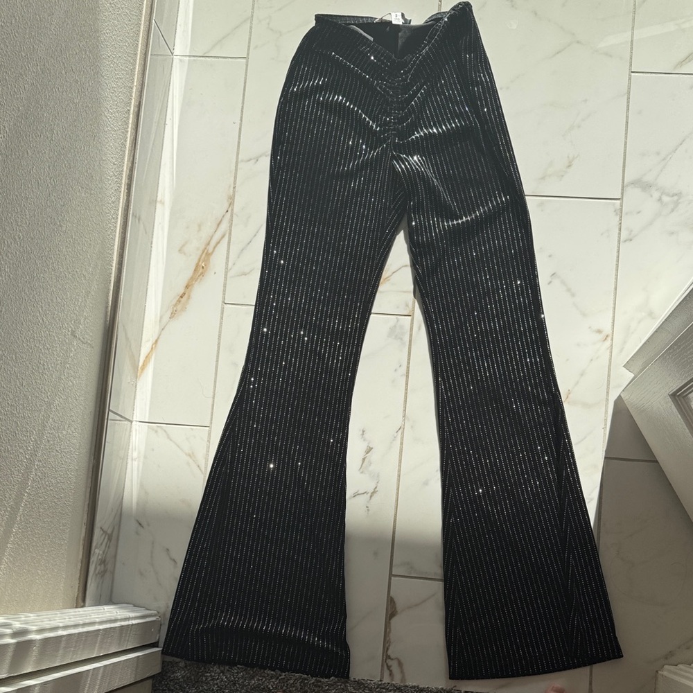 Urban outfitters sparkly pinstriped flare pants